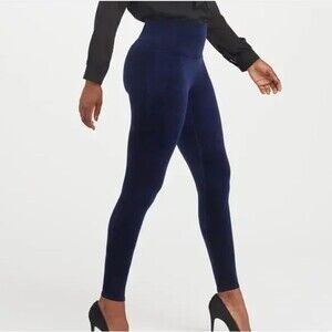 Spanx Velvet Leggings High Waisted Navy Blue - Size XL